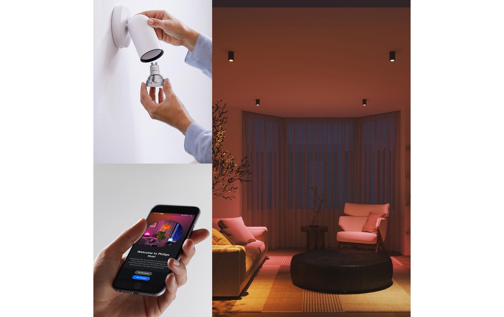 Philips Hue Essential White & Colour LED-Reflektor GU10 3er-Pack – 4,7 W, 345 lm, Mehrfarbig, für Matt