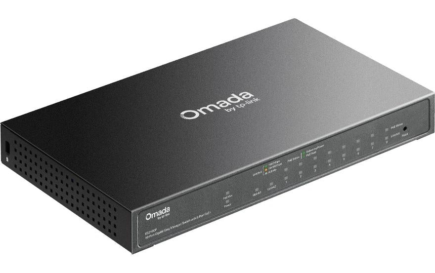 TP-Link ES210GP – Managed Switch – 10×GbE, 1×SFP, L2, PoE+ 63 W