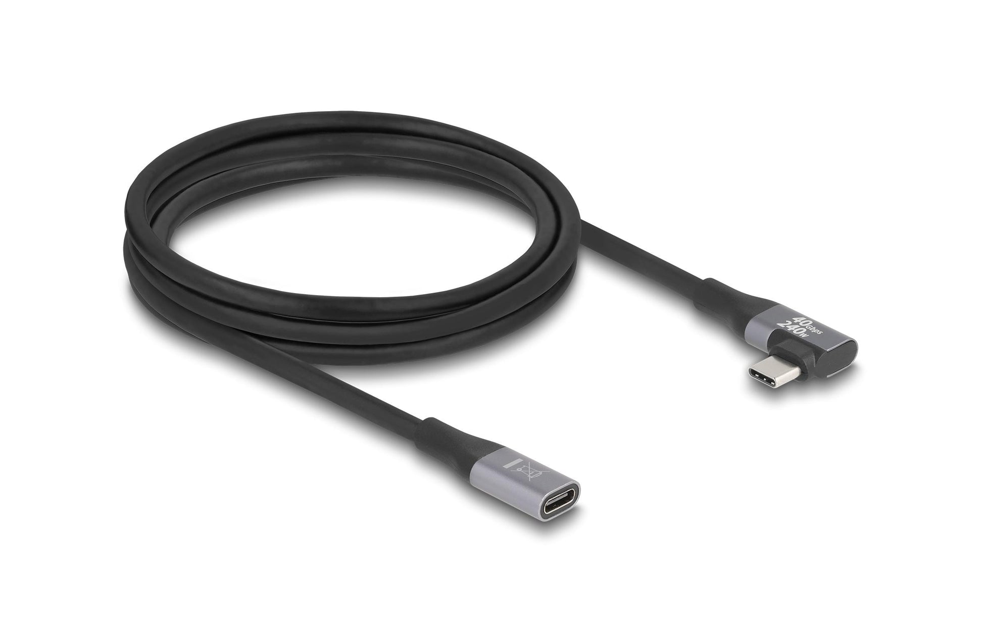 DeLOCK USB-C Verlängerungskabel (Stecker auf Buchse) – USB4 20 Gbit/s – 2 m – PD 240 W – 4K/60 – Schwarz