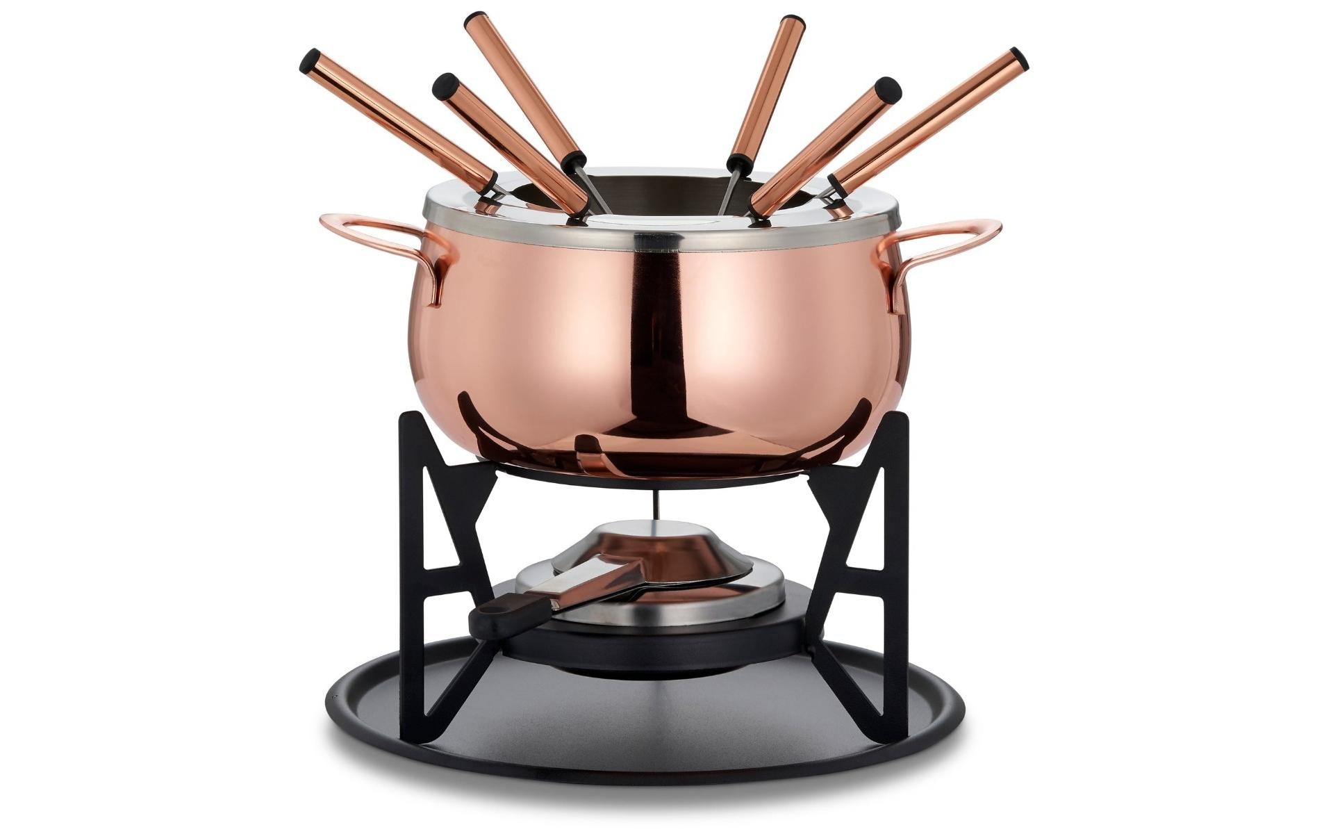 Oak & Steel Fondue-Set – 2 l – Edelstahl – für Schokoladenfondue – Roségold, 6 Personen