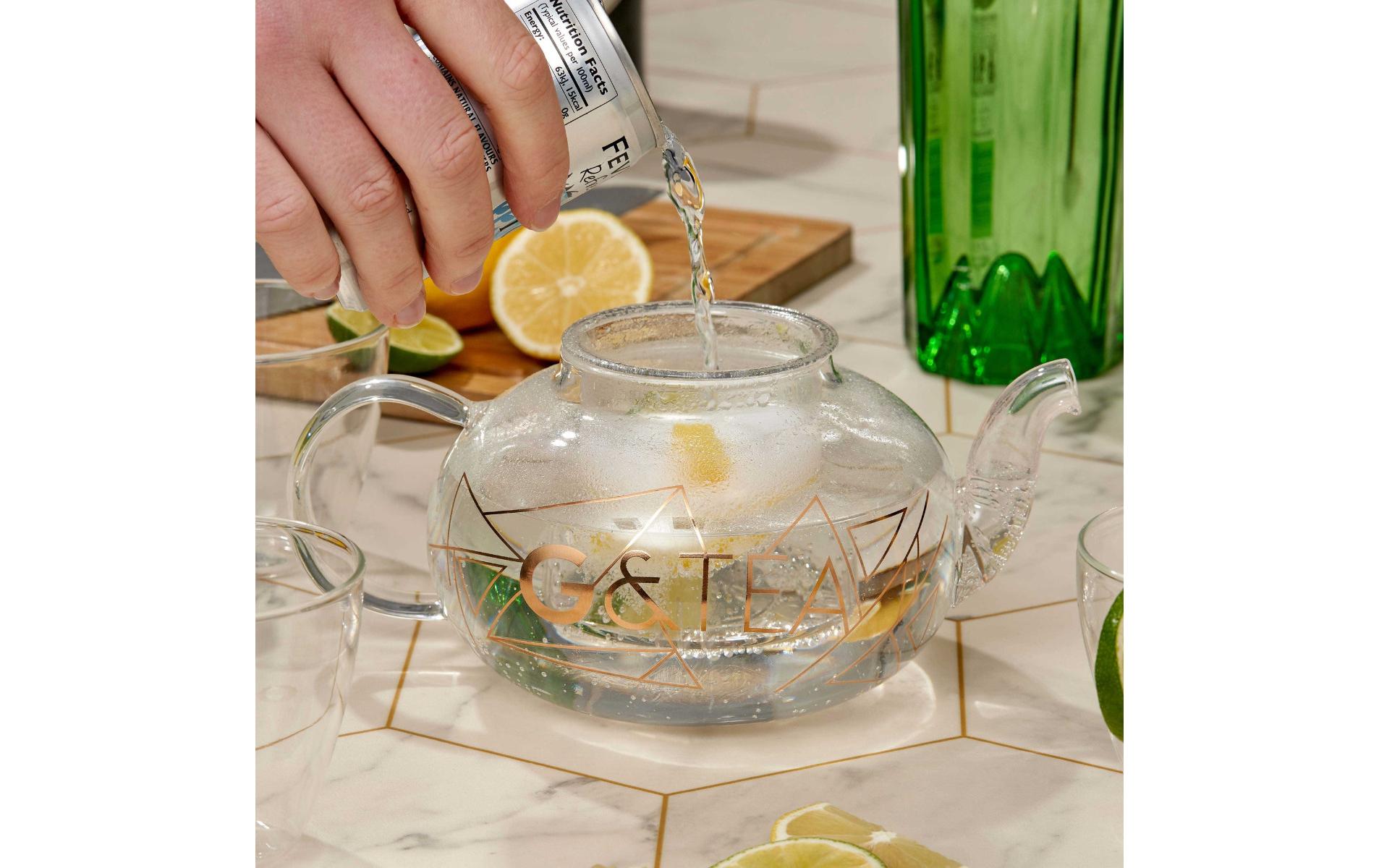 Oak & Steel Teekannenset – 5-teiliges Set, 0,8 l, Glas, Transparent, mit Scharnierdeckel, für Tee, Gin