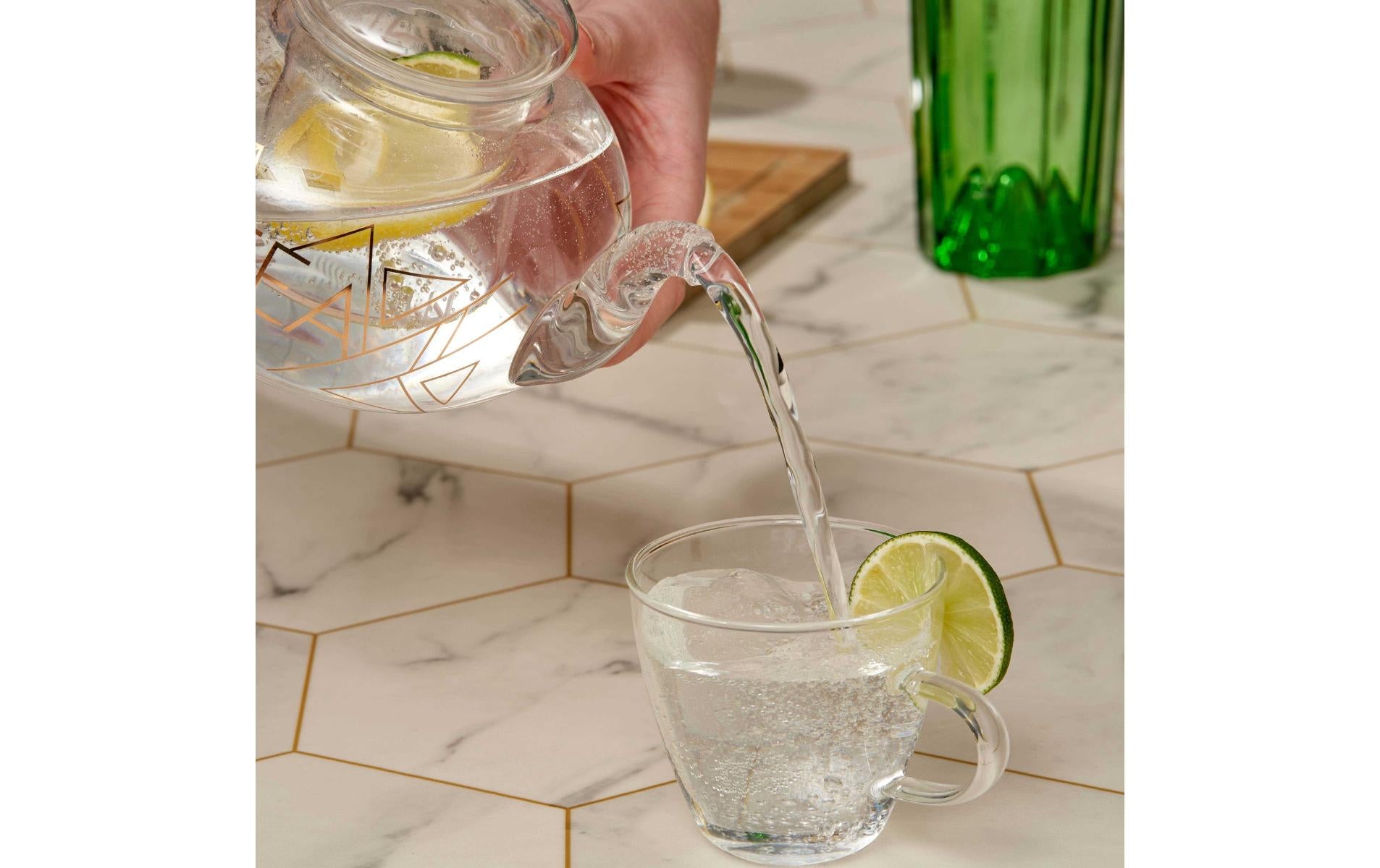 Oak & Steel Teekannenset – 5-teiliges Set, 0,8 l, Glas, Transparent, mit Scharnierdeckel, für Tee, Gin