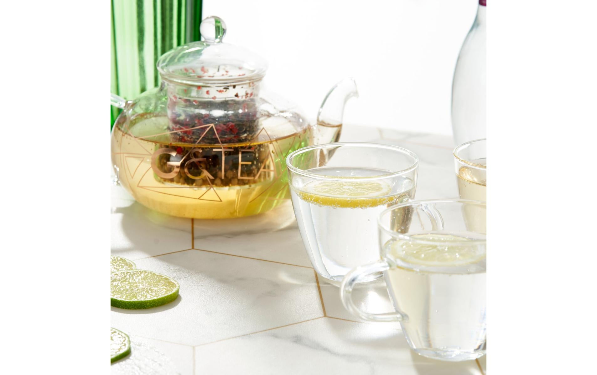 Oak & Steel Teekannenset – 5-teiliges Set, 0,8 l, Glas, Transparent, mit Scharnierdeckel, für Tee, Gin