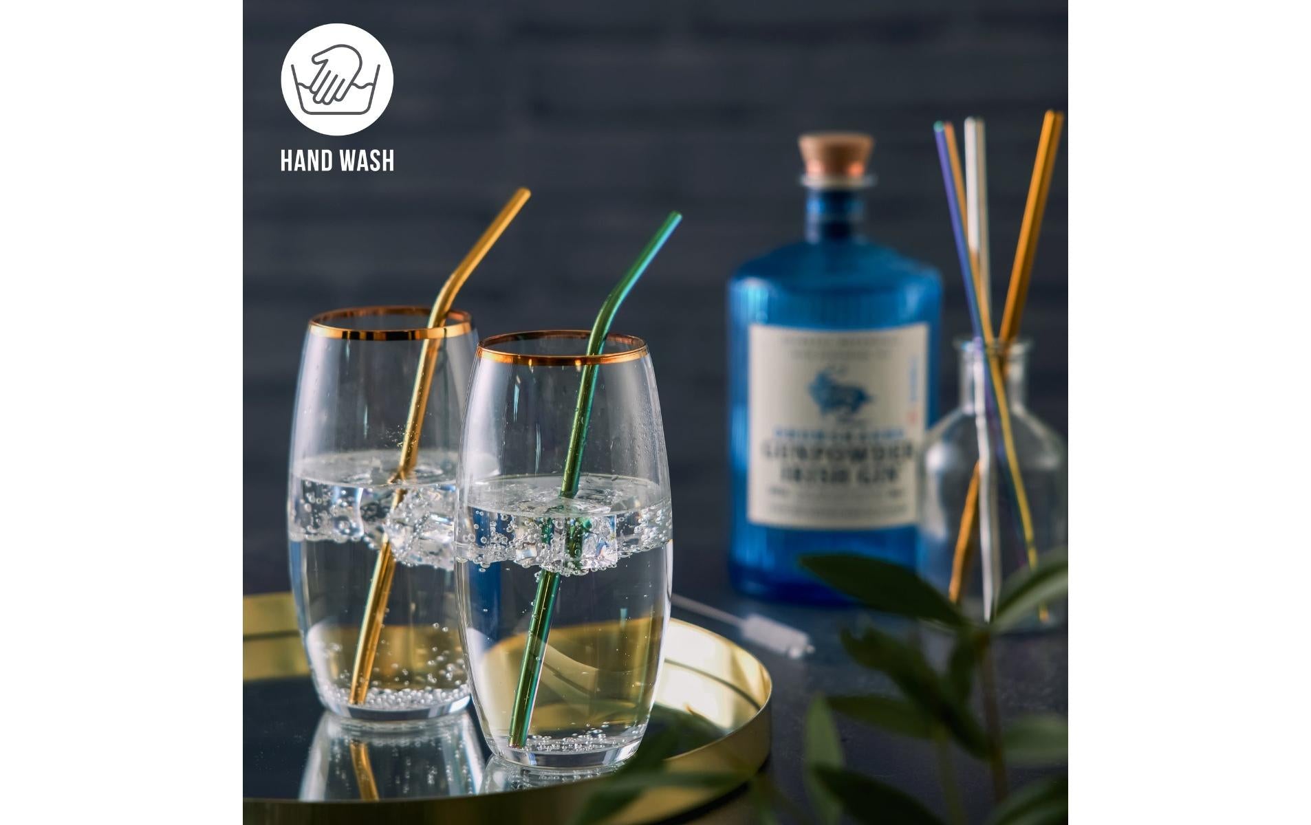 Oak & Steel Trinkhalme – 22 cm, Edelstahl, Mehrfarbig, 40 Stk.