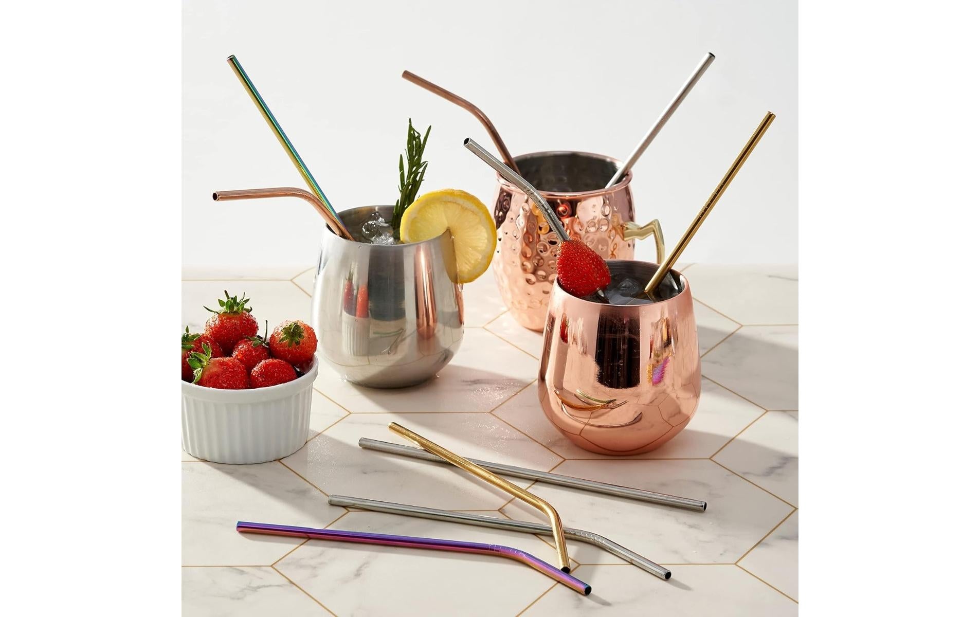 Oak & Steel Trinkhalme – 22 cm, Edelstahl, Mehrfarbig, 40 Stk.