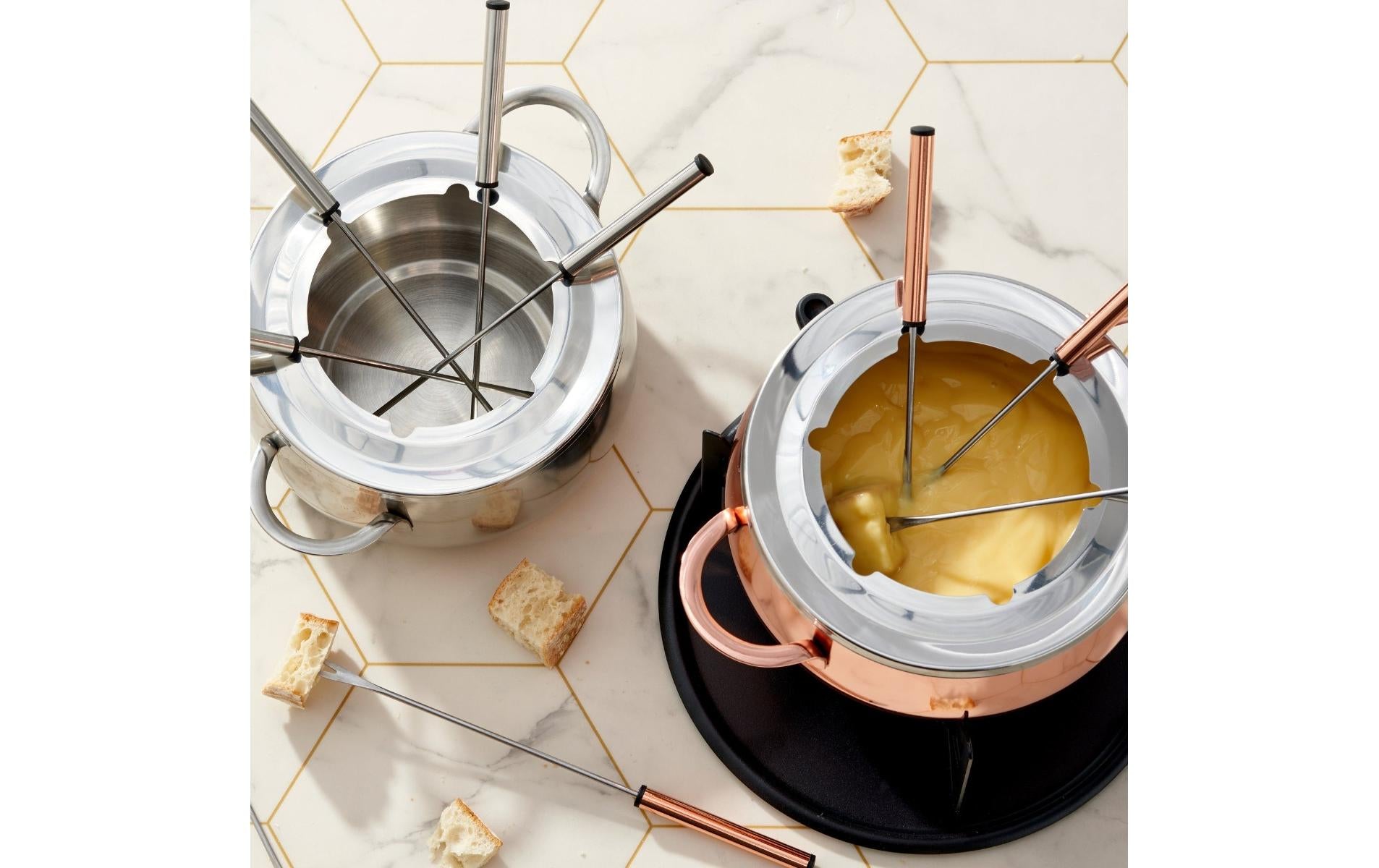 Oak & Steel Fondue-Set – 2 l – Edelstahl – für Schokoladenfondue – Roségold, 6 Personen