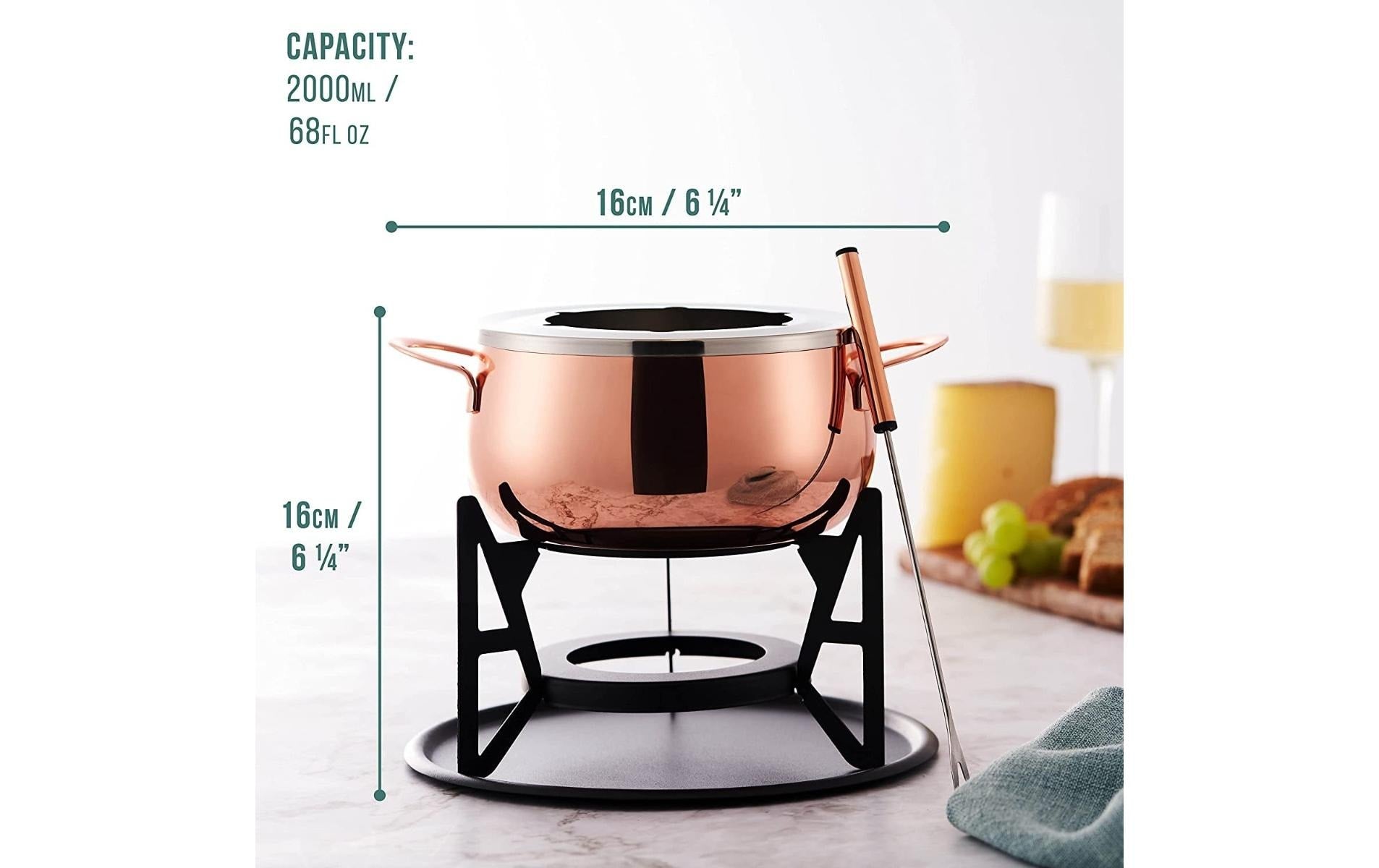 Oak & Steel Fondue-Set – 2 l – Edelstahl – für Schokoladenfondue – Roségold, 6 Personen