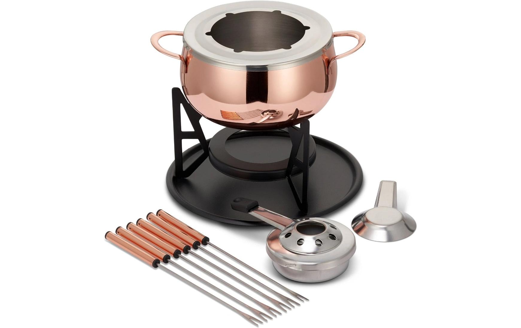 Oak & Steel Fondue-Set – 2 l – Edelstahl – für Schokoladenfondue – Roségold, 6 Personen