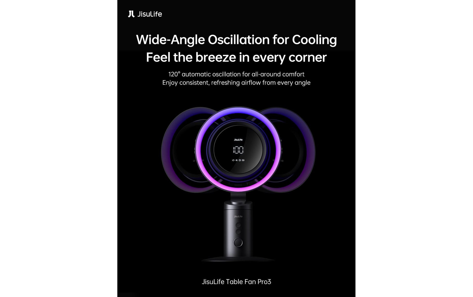 Jisulife USB-Tischventilator Pro 3 – 18 W, Dunkelgrau