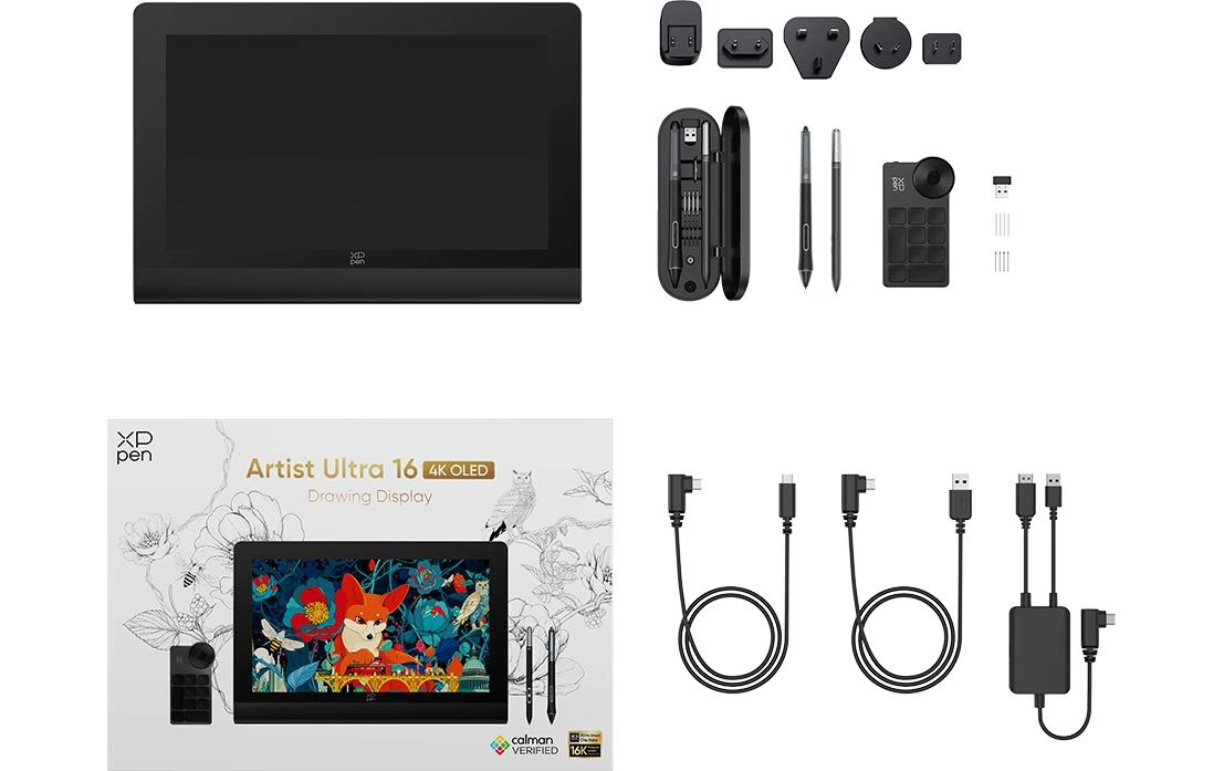 XPPen XP-PEN – Stiftdisplay Artist Ultra 16, 15,6", schwarz, 16384 Druckstufen, 344 × 194 mm, USB-C, für Linux