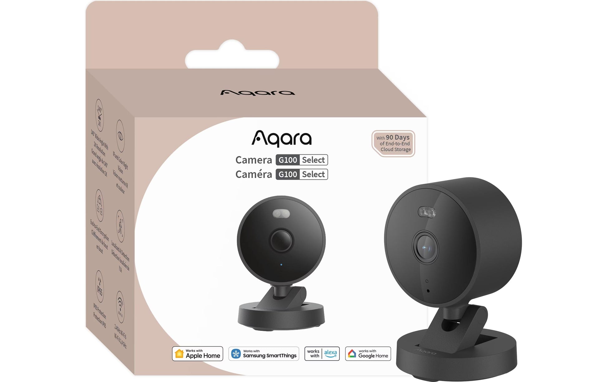 Aqara G100 IP-Sicherheitskamera – 3,69 MP, IP65, WLAN, Schwarz