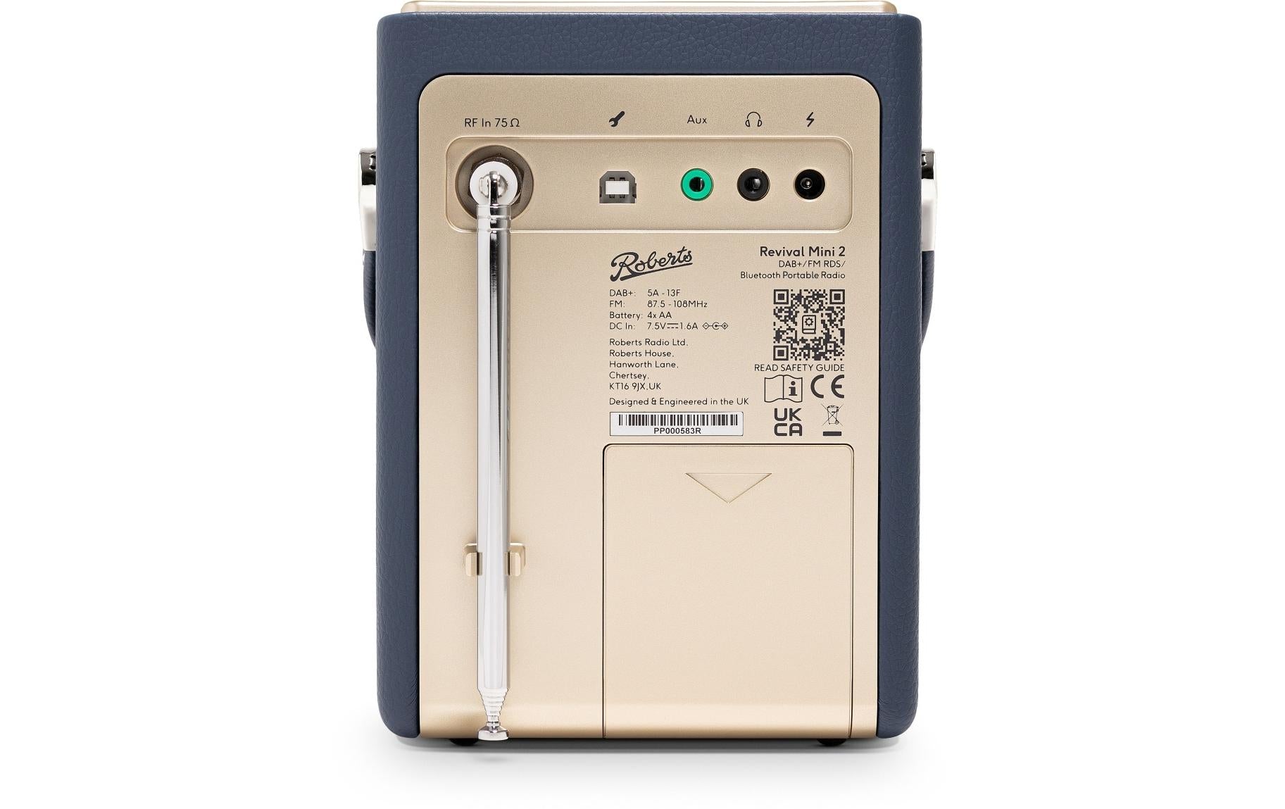 Roberts Radio Roberts Revival Mini 2 – DAB-/Internetradio – Portabel – DAB+, Akkubetrieb – Dunkelblau