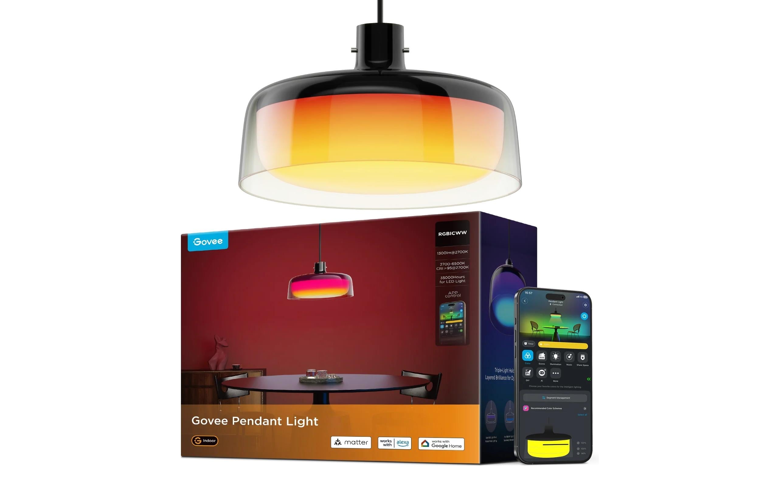 Govee Lightstrip LED – RGBIC (mehrfarbig), Bluetooth, Govee Home App – 36 W – schwarz – 500 cm