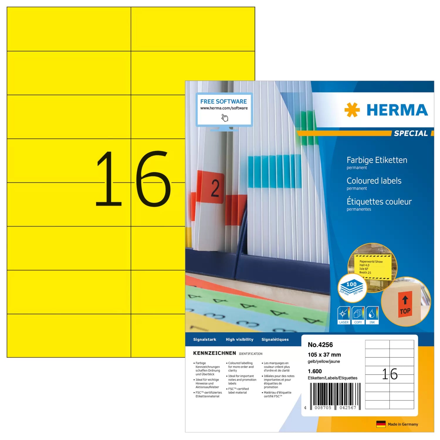 HERMA Schuletiketten – 105×37 mm, 1600 Stk, 100 Bogen, Papier, permanent haftend