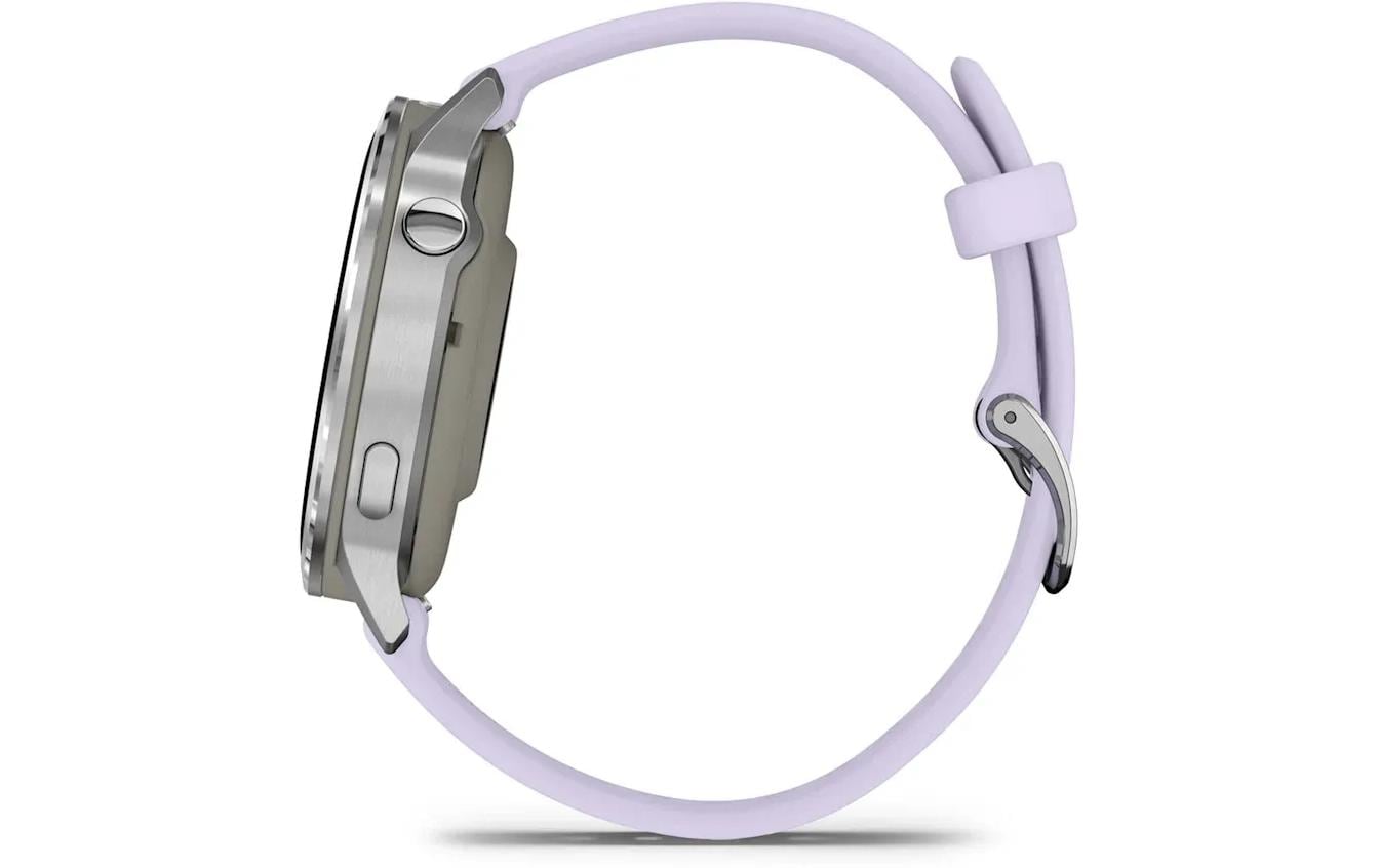 Garmin Venu 4 – Smartwatch – 41 mm, GPS, AMOLED, Gorilla Glass, 5 ATM, Silber/Lavendel, Sportarmband