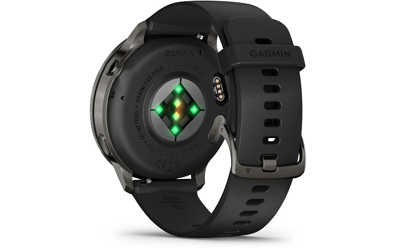Garmin Venu 4 – Smartwatch – 45 mm, GPS, AMOLED, Gorilla Glass, 5 ATM, Schwarz / Schiefergrau, Sportarmband