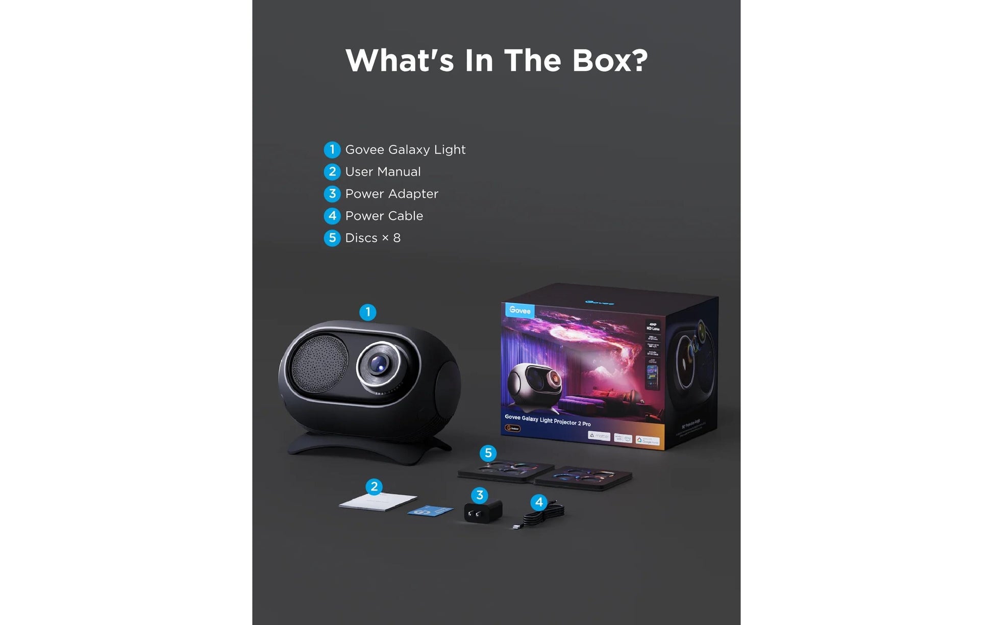 Govee Galaxy Light Projector 2 Pro Nachtlicht – dimmbar, für Smartphone (Bluetooth), schwarz, Timer