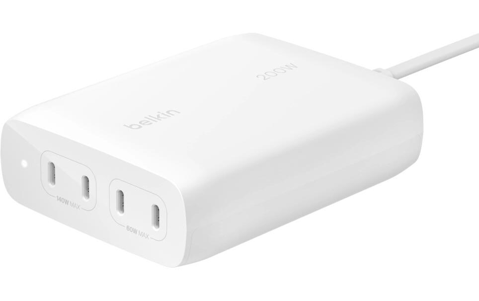 Belkin BOOSTCHARGE PRO Ladegerät – 200 W, 4× USB-C, GaN