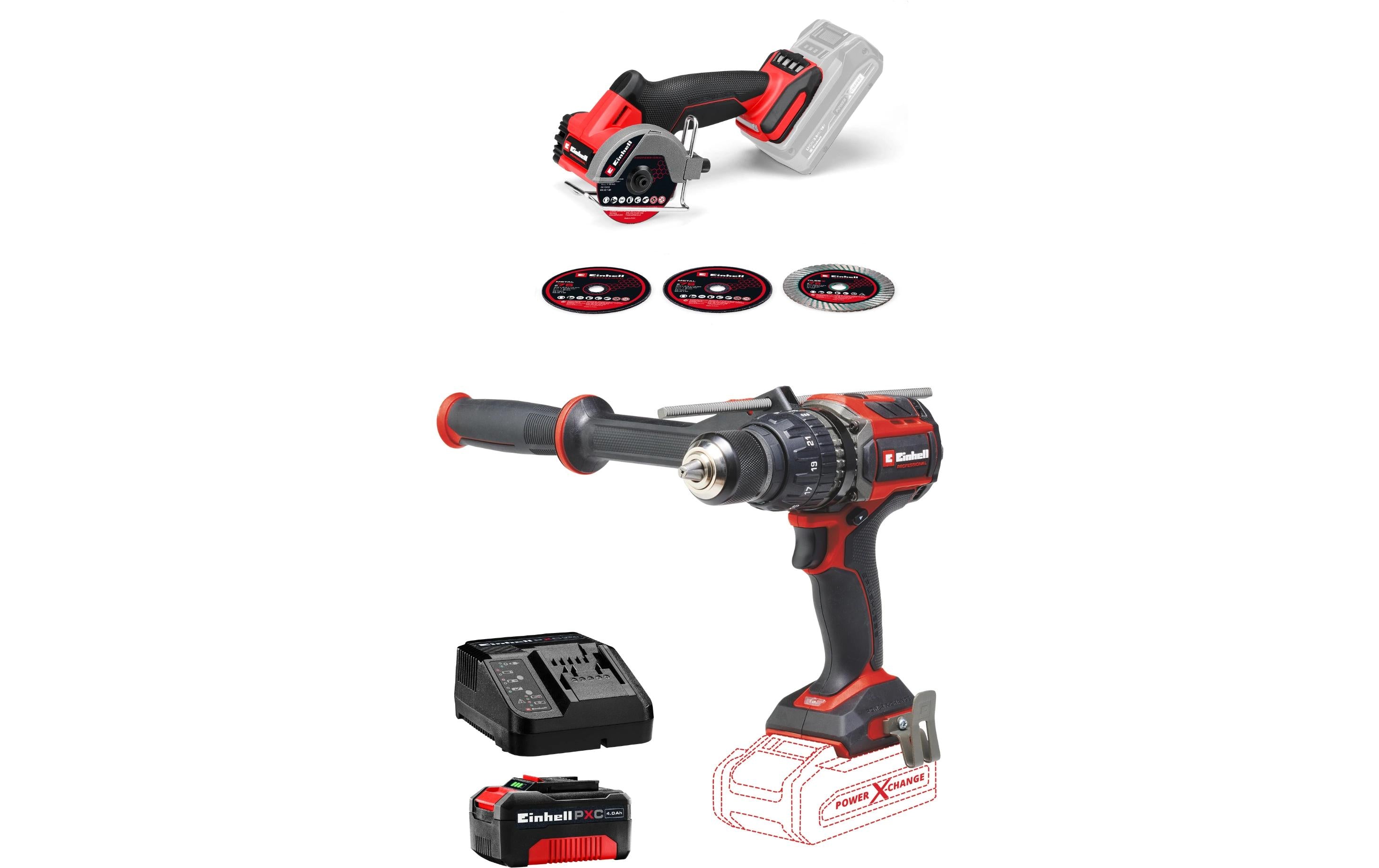 Einhell Akku-Schlagbohrschrauber Professional TOP Kit – 18 V, 13 mm Schnellspannbohrfutter, 4,0 Ah, Ladegerät
