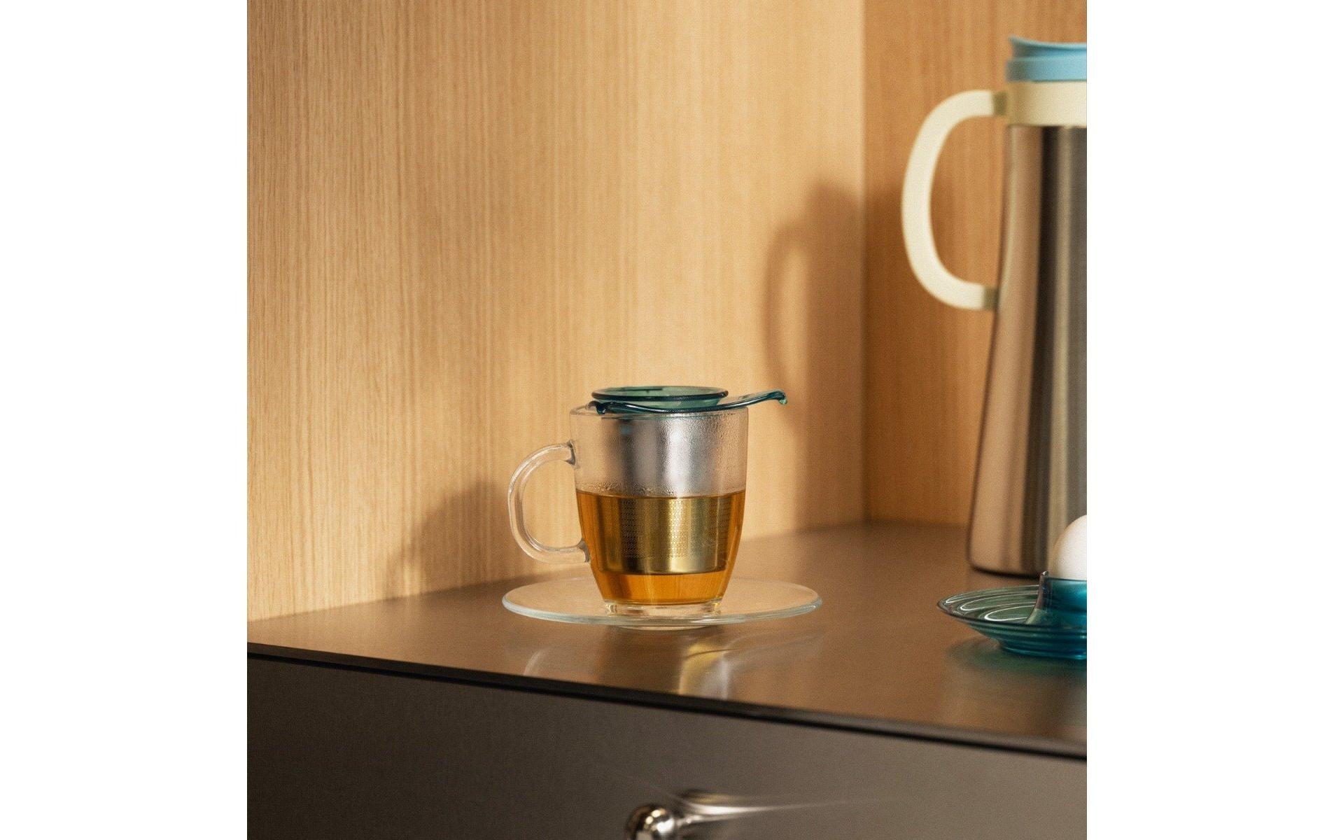 Bodum Teetasse – 350 ml, Ø 10,0 cm, H 11,5 cm, Borosilikatglas, Transparent/Grün, mit Edelstahlsieb, BPA-frei