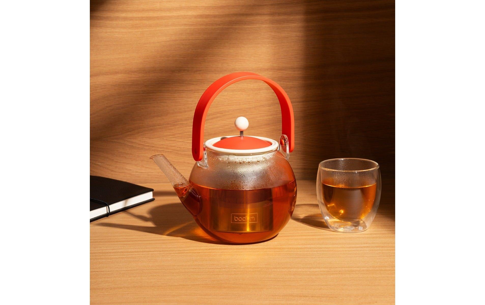Bodum Teekanne Assam – 1 l, 20,2 × 22,0 × 14,6 cm, Borosilikatglas/Bambus, mit Edelstahlfilter