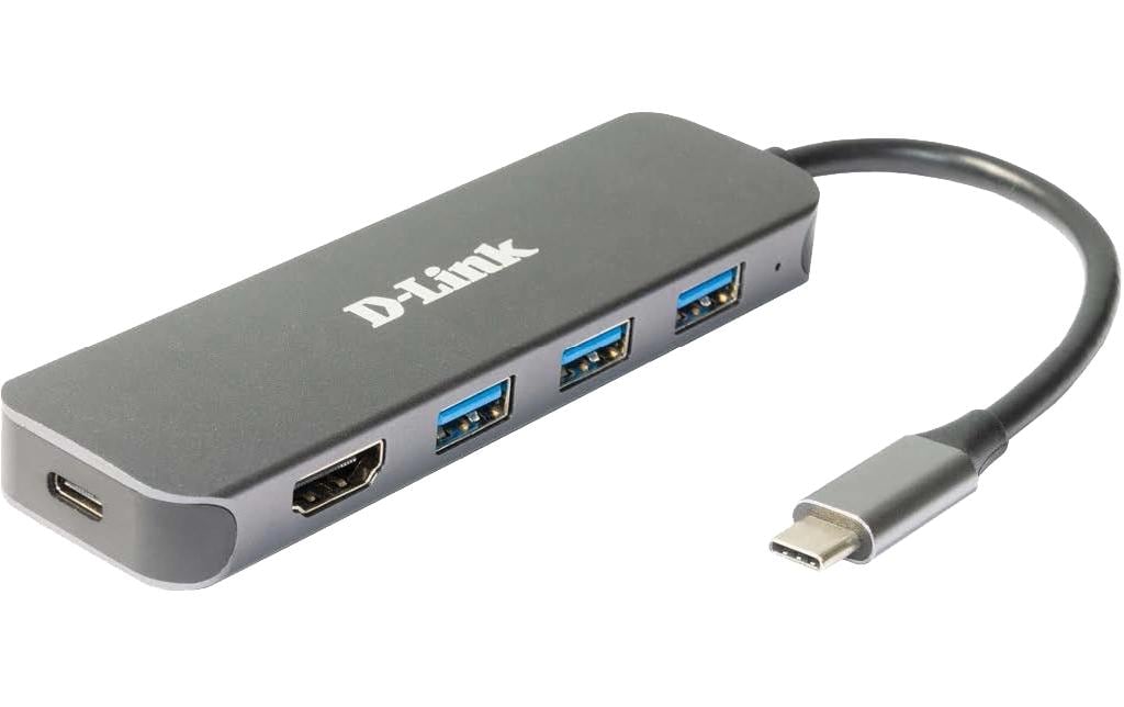 D-Link DUB-2333 Multiport-Adapter – USB-C, 1× HDMI, 3× USB-A, 60 W PD, für Windows/Mac