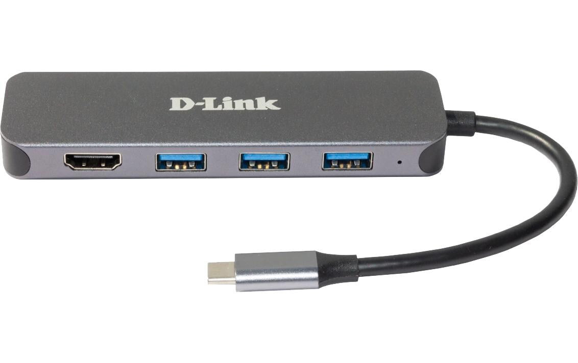 D-Link DUB-2333 Multiport-Adapter – USB-C, 1× HDMI, 3× USB-A, 60 W PD, für Windows/Mac