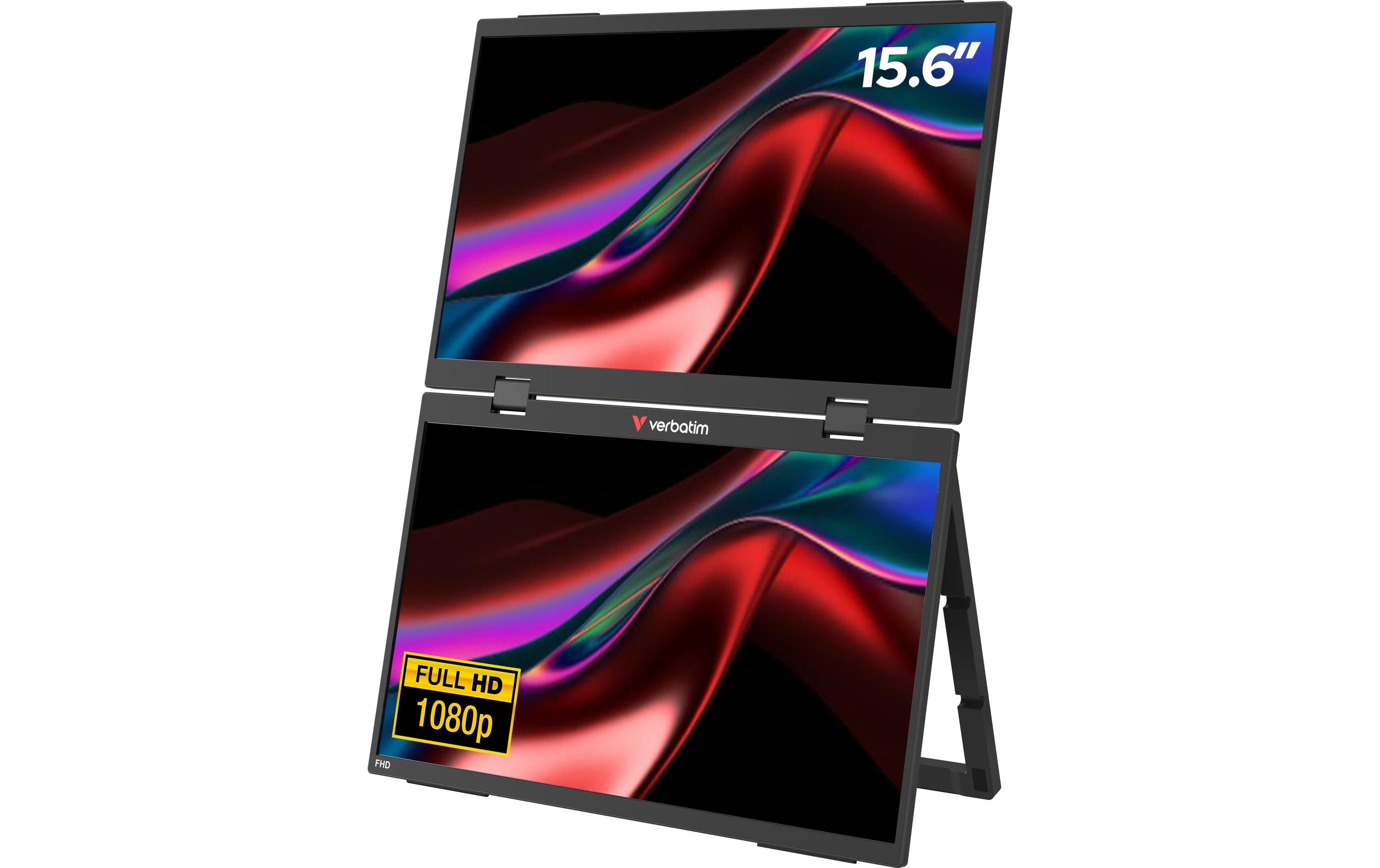 Verbatim Tragbarer FHD-Dual-Monitor – Interaktives Touch-Display 15,6" – Full HD, IPS, 250 cd/m², blendfrei