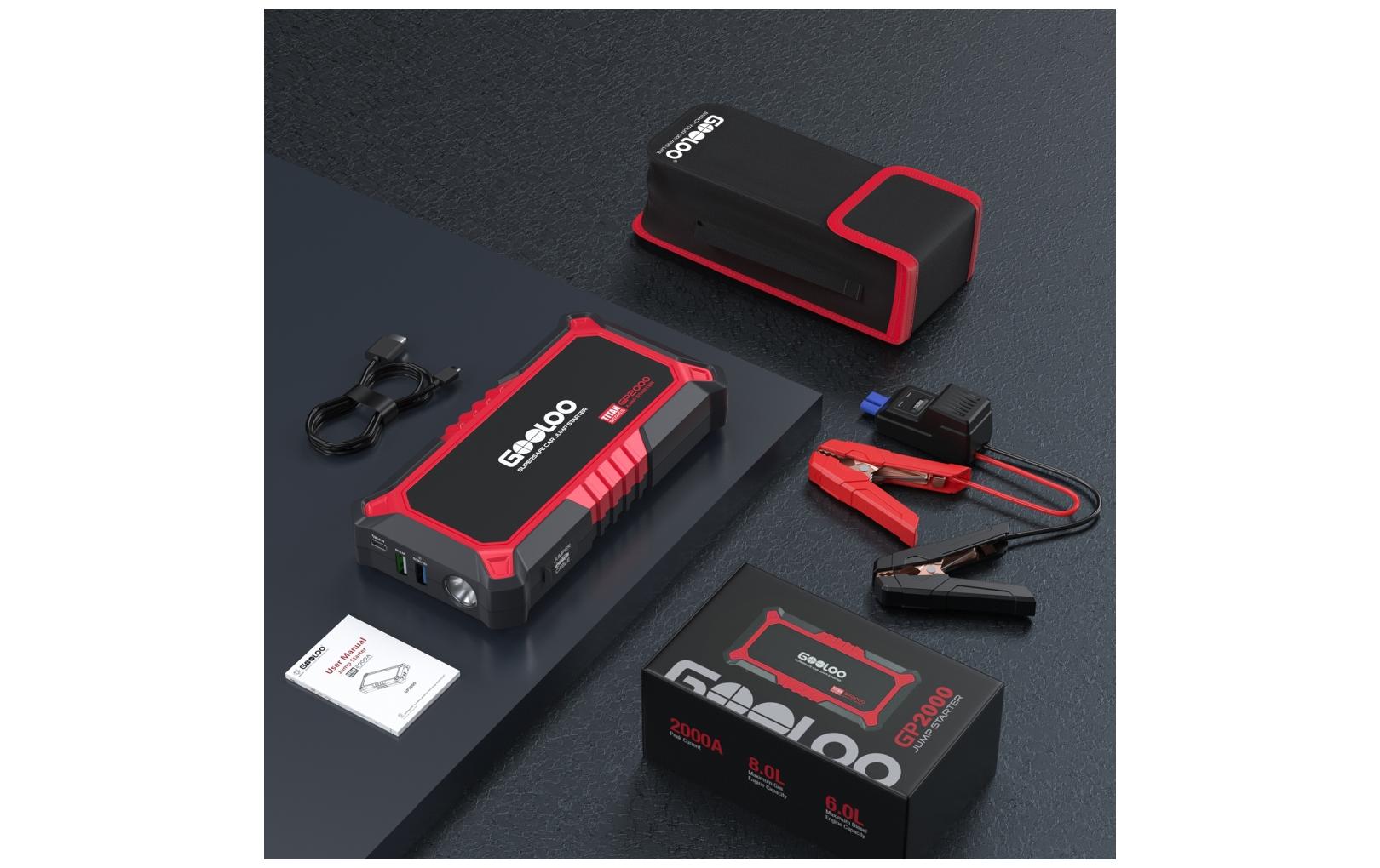 Gooloo GP2000 Booster – 2'000 A Startstrom, 1× USB-C, Rot