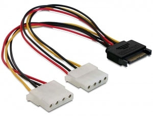 DeLOCK Adapter SATA 15-polig zu 2× 4-polig Molex – 0,20 m