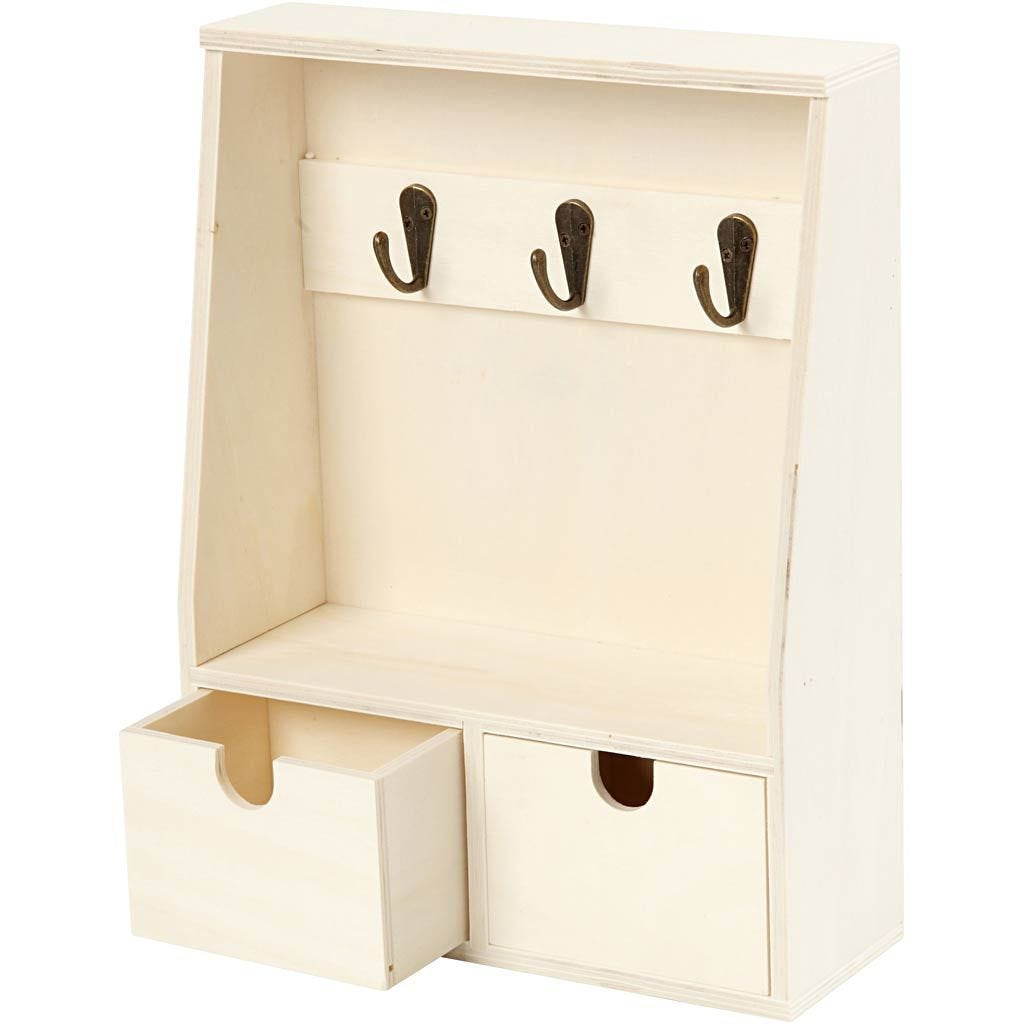 Creativ Company Wandgarderobe mit 3 Haken – Holz – braun – 220 × 285 × 80 mm