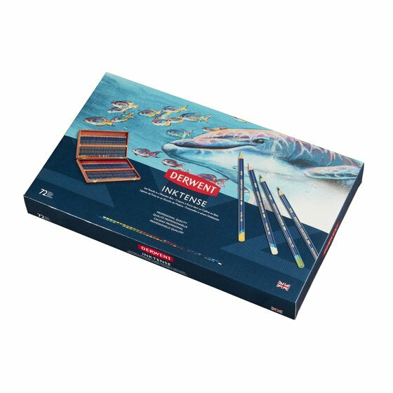 Derwent Aquarellfarbstifte Inktense – 72 Farben, im Holzkoffer
