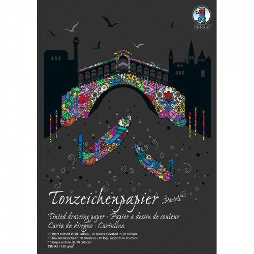 URSUS Tonzeichenpapier – A3, 130 g/m², pastell, 10 Blatt