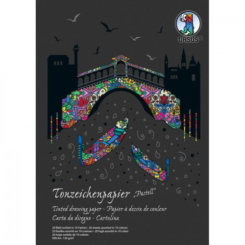URSUS Tonzeichenpapier – A4, 130 g/m², pastell, 20 Blatt