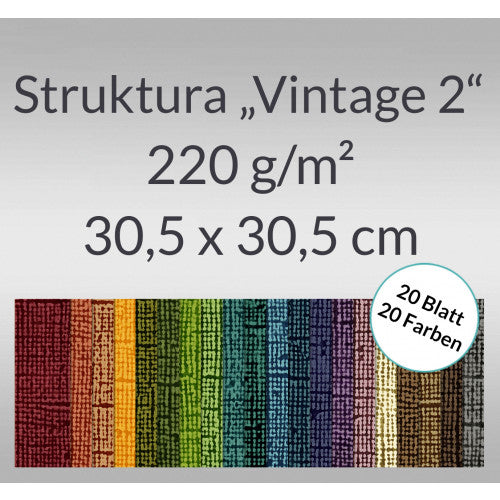 URSUS Fotokarton Leinenstruktur – 30,5 × 30,5 cm, Vintage, Gelb, 220 g/m² – 20 Blatt