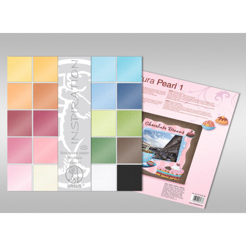 URSUS Fotokarton Leinenstruktur Pearl – 30,5 × 30,5 cm, mehrfarbig, 220 g/m² – 20 Blatt