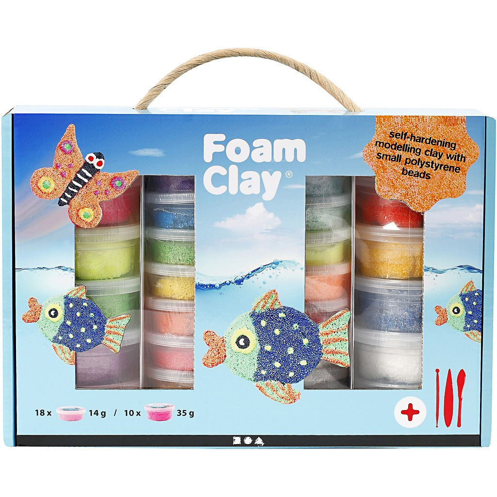 Creativ Company Modelliermasse, Foam Clay (lufttrocknend), Mehrfarbig, 602 g