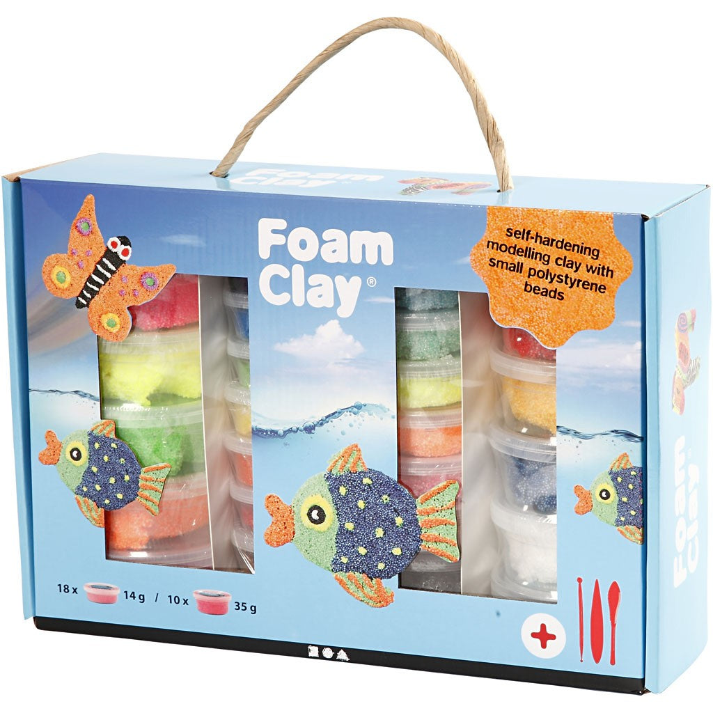 Creativ Company Modelliermasse, Foam Clay (lufttrocknend), Mehrfarbig, 602 g