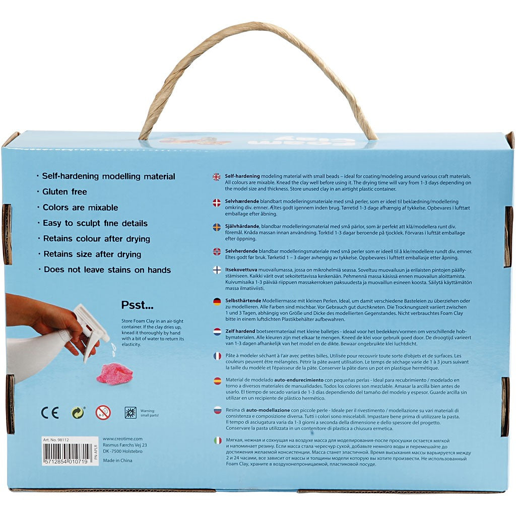 Creativ Company Modelliermasse, Foam Clay (lufttrocknend), Mehrfarbig, 602 g
