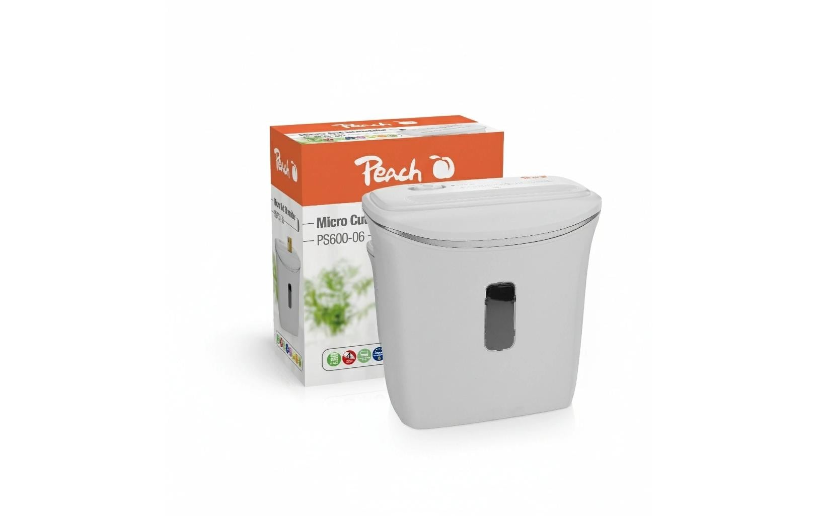 Peach bürogeräte Peach PS600-06 – Aktenvernichter, DIN P-5, Mikroschnitt 2 × 14 mm, 4 Blätter, 12 l