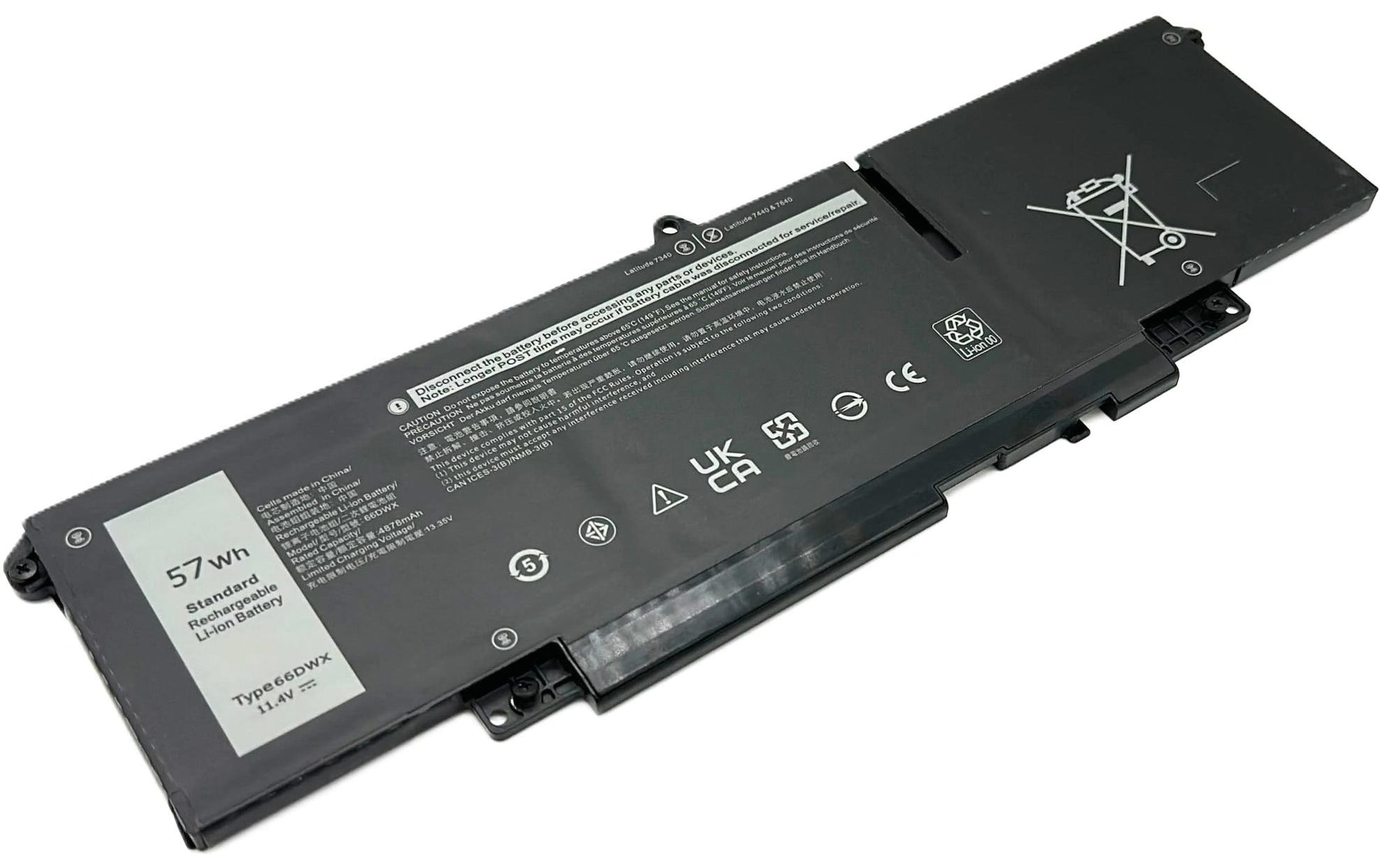 Vistaport Notebook-Akku – für Dell Latitude 13 7340, 14 7440, 16 7640 – 57 Wh, 11,4 V (Li-Ion) – Schwarz