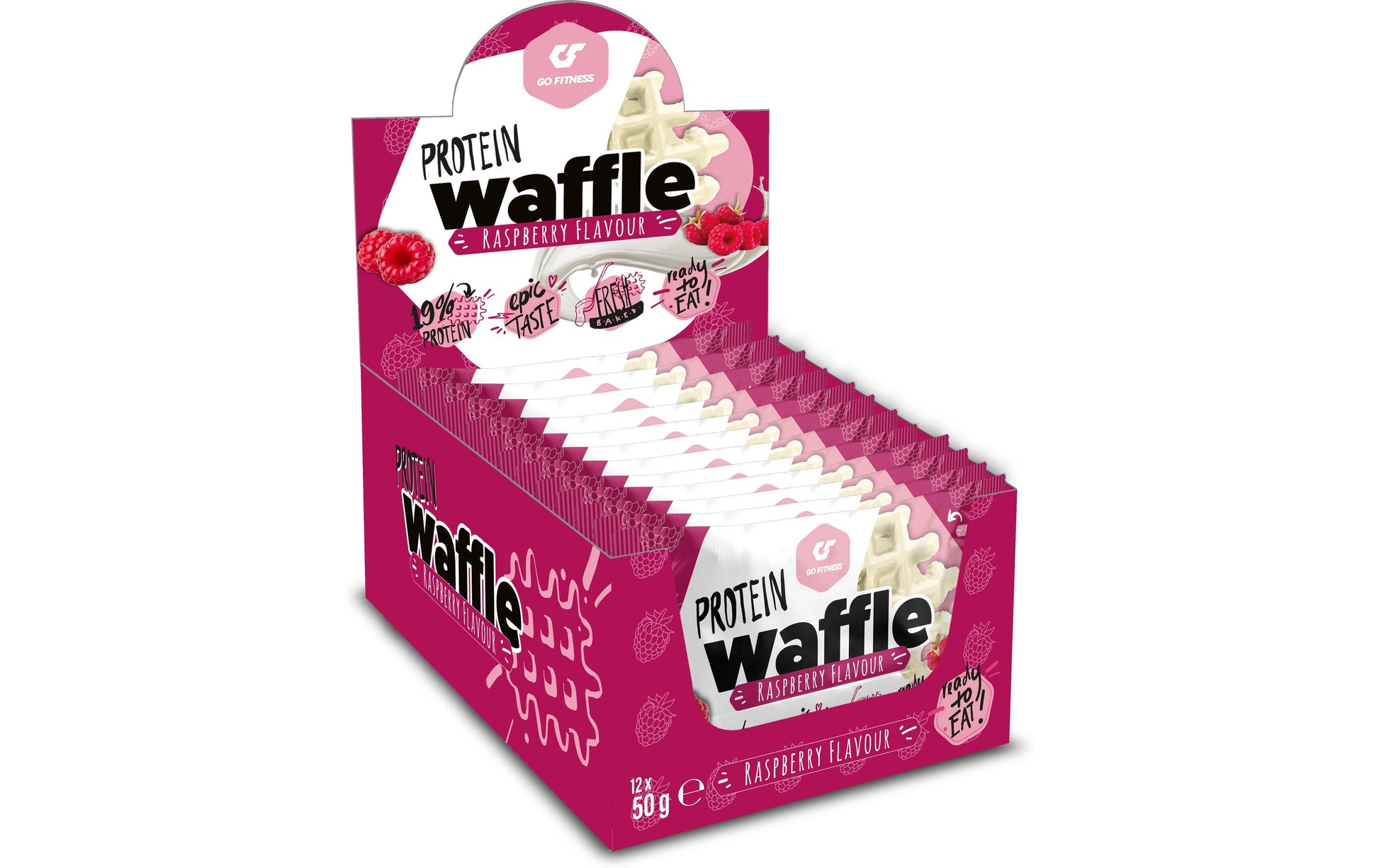 Go Fitness Protein-Waffel – Himbeere & weisse Schokolade – 12 × 50 g