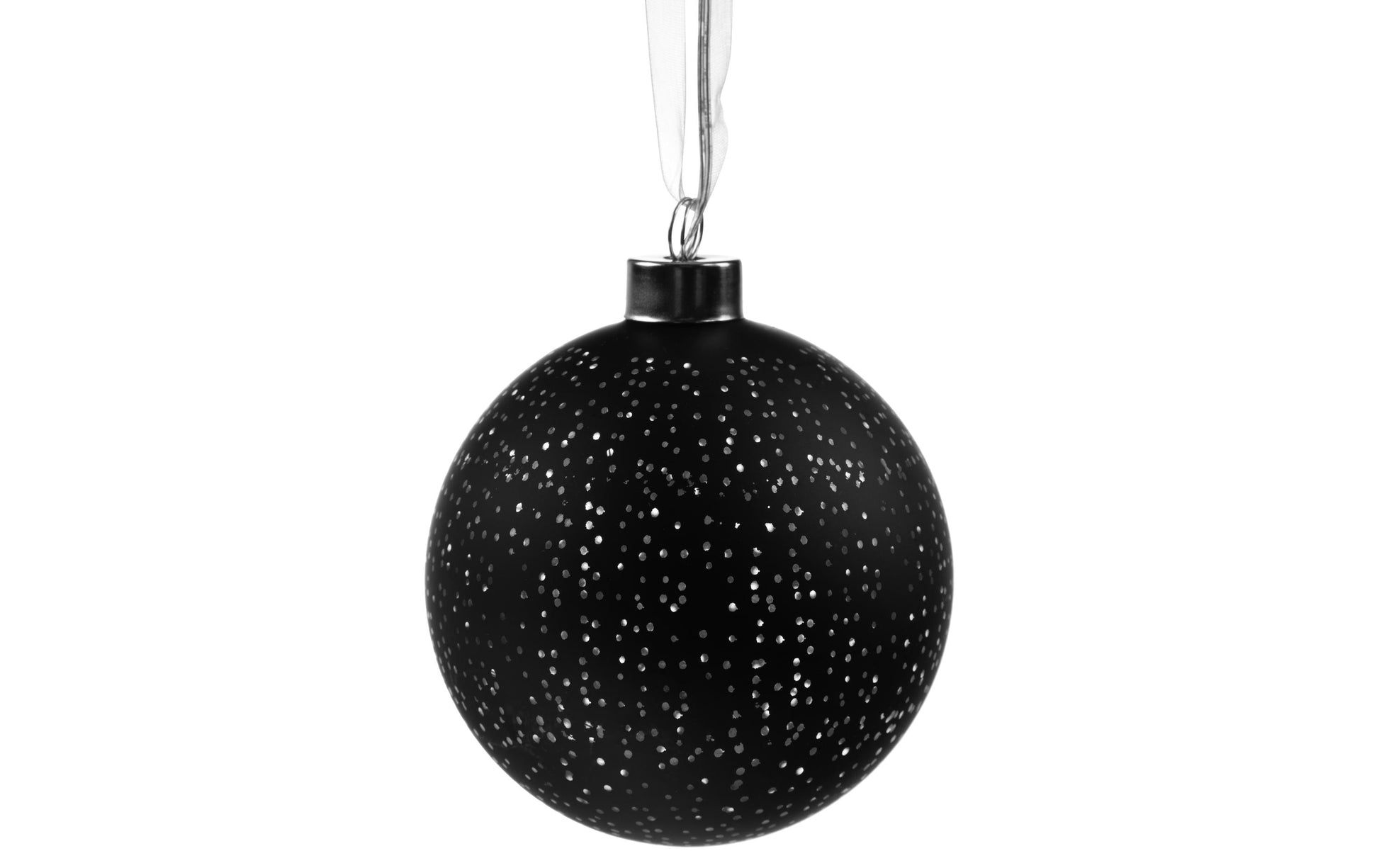 Cocon Dekolicht Glasball – Ø 10 cm, Warmweiss, Batteriebetrieben, 2 AAA, Timer, Schwarz