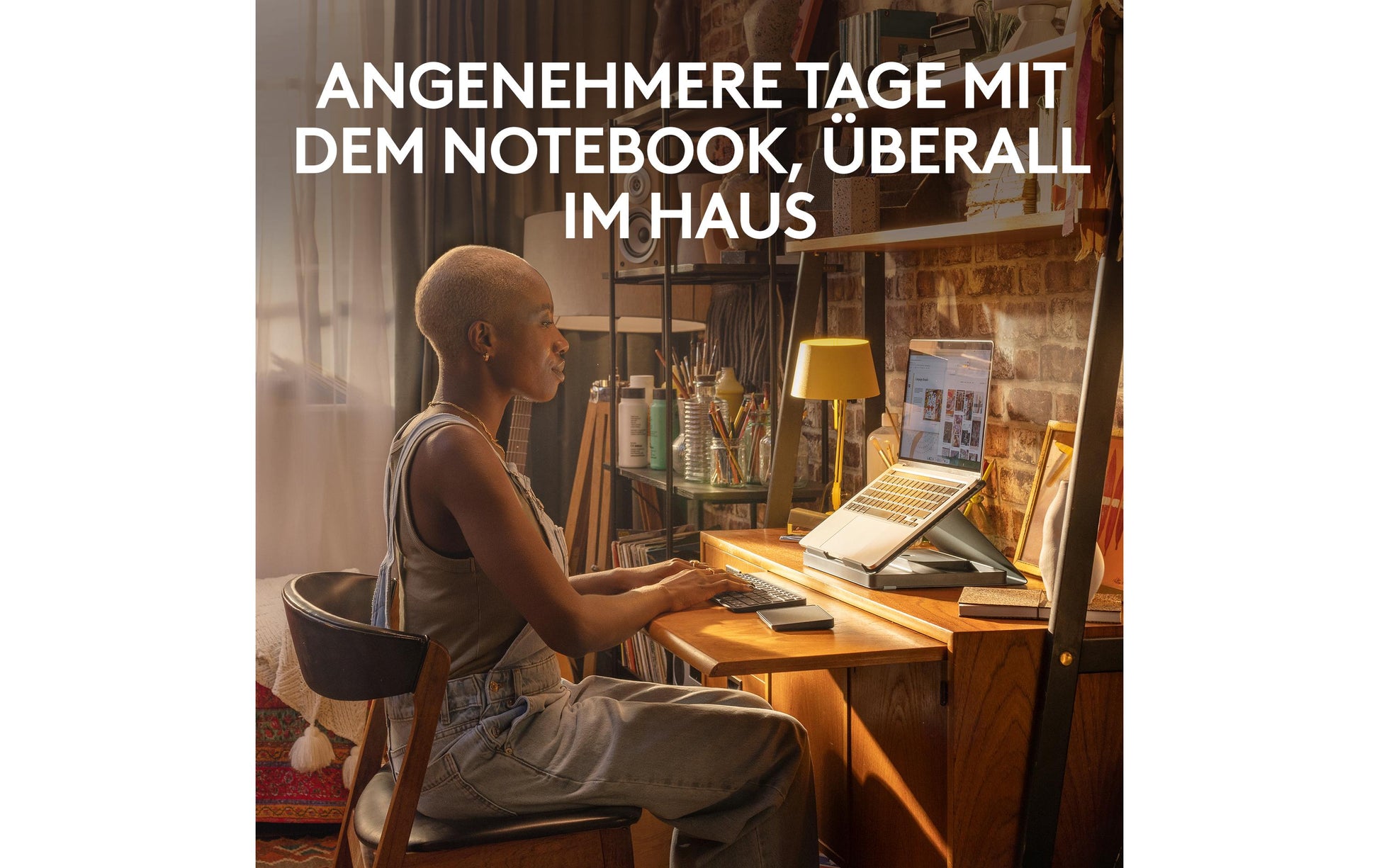 Logitech Pop-Up Desk Laptop-Ständer für Notebooks bis 17", Bluetooth, 7,5 kg Traglast – Grau