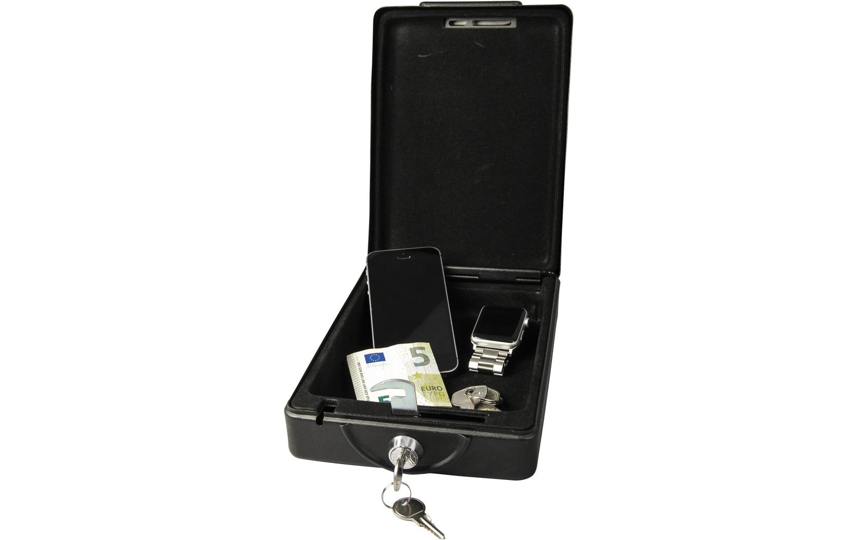 KH Security Tresor – Schlüsselschloss – 220 × 160 × 65 mm – Einbruchschutz – tragbar – Schwarz