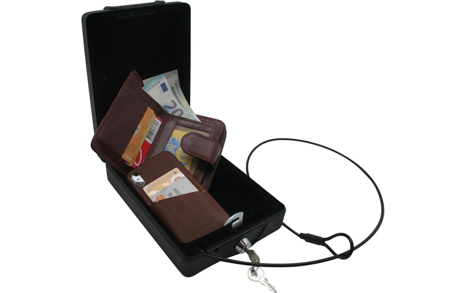 KH Security Tresor – Schlüsselschloss – 220 × 160 × 65 mm – Einbruchschutz – tragbar – Schwarz