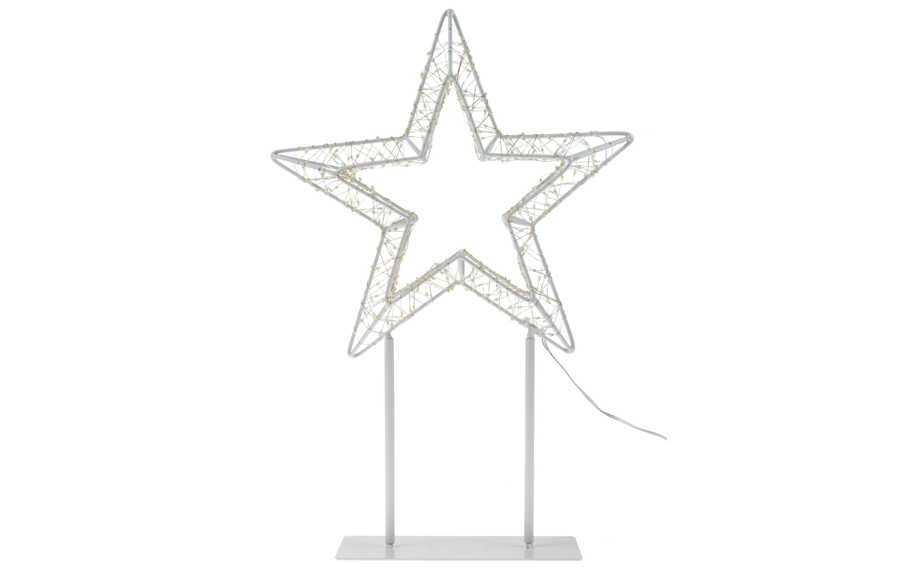 Cocon Dekorative Aussenleuchte 3D Metallstern 360L – 44 cm – Neutralweiss – Netzbetrieb – Weiss, Metall