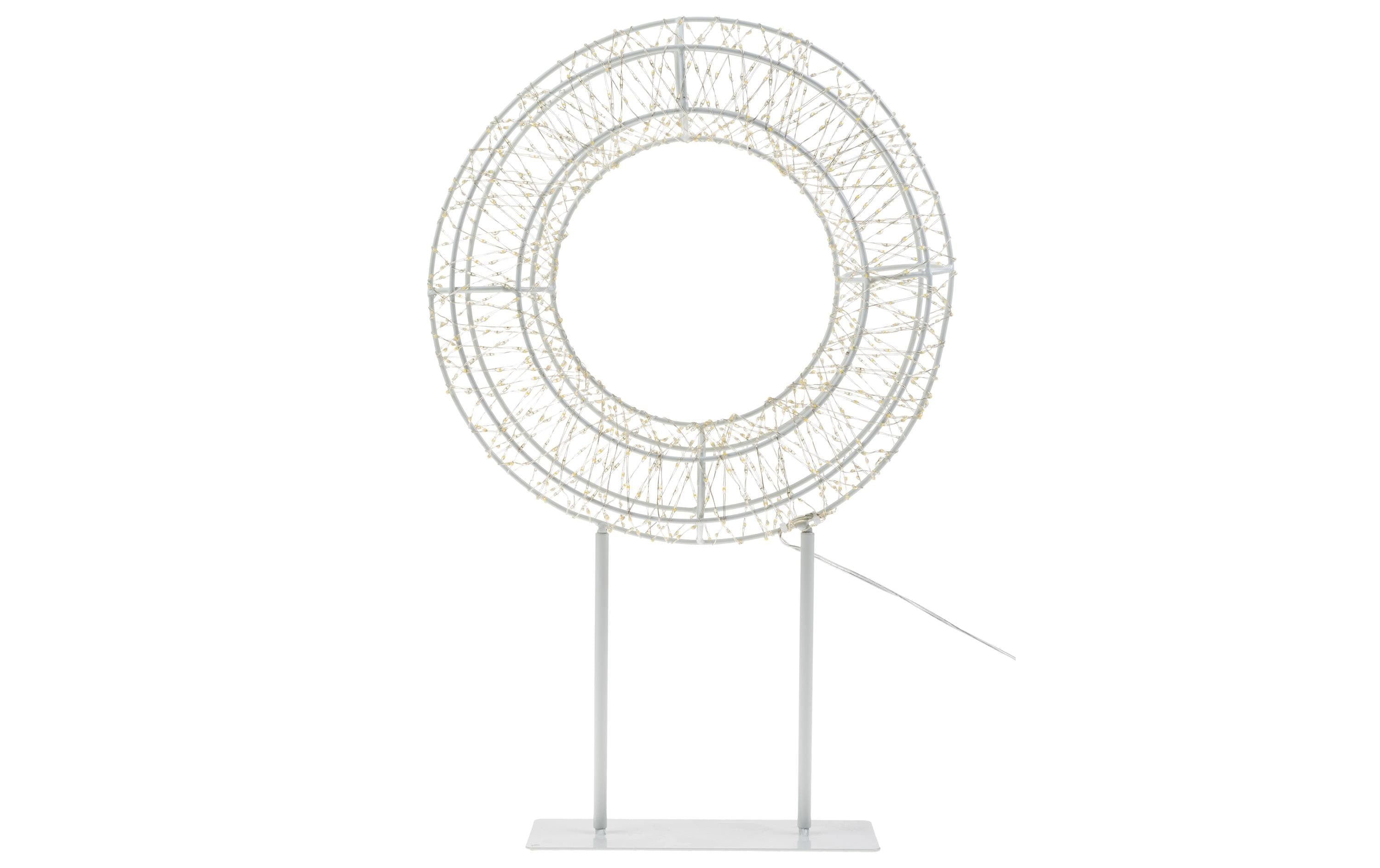 Cocon Dekorative Aussenleuchte (Ring) 3D Metallring 1200L – Ø 30 cm – Warmweiss – Netzbetrieb – Weiss