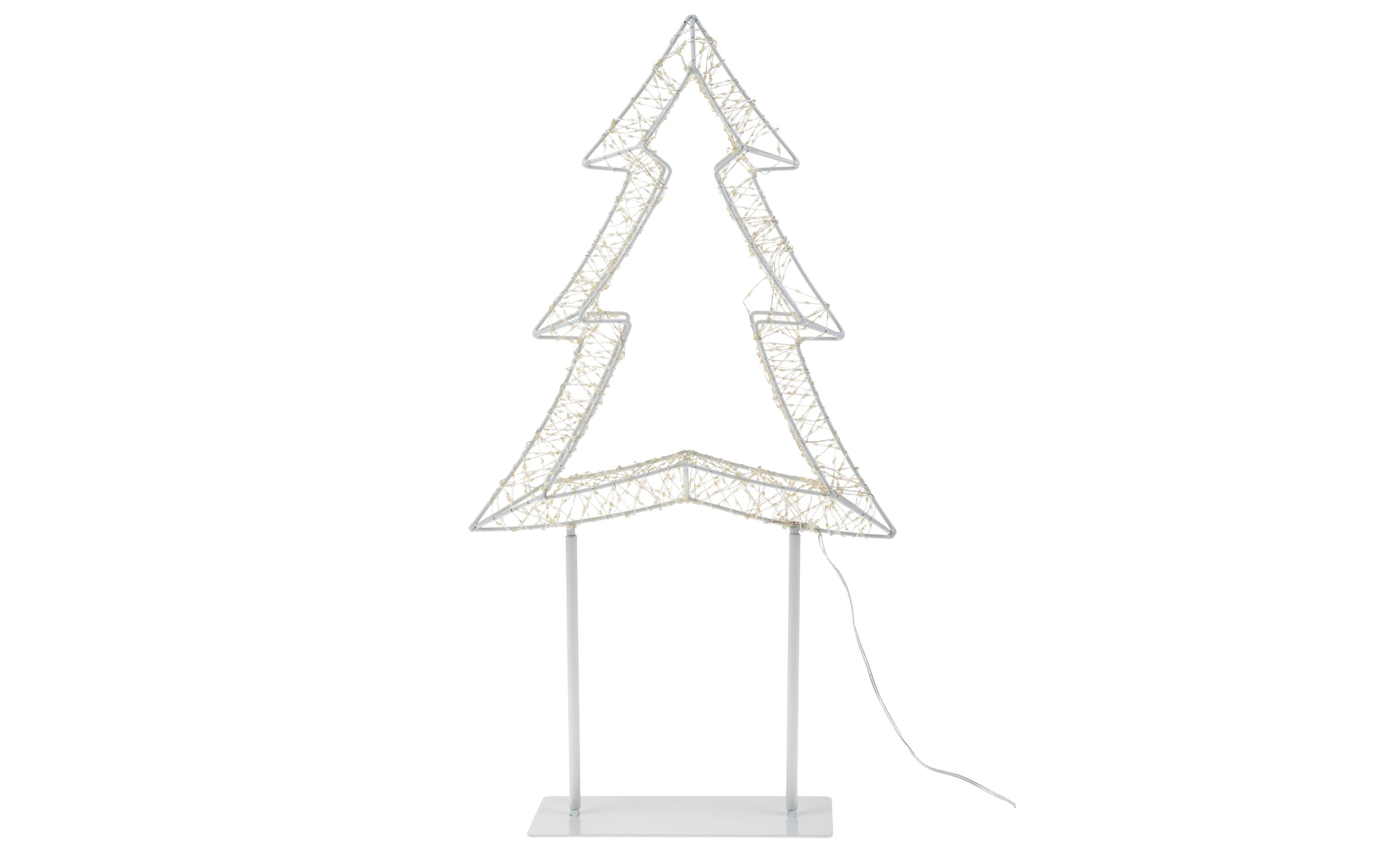 Cocon Dekorative Aussenleuchte 3D Metall Weihnachtsbaum 1200 L – 59 cm – Neutralweiss – Netzbetrieb – Weiss