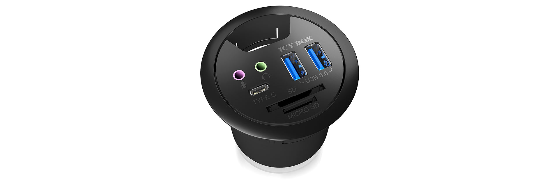 ICY BOX IB-HUB1404A USB-Hub – USB-A, 2× USB-A, 1× USB-C, SD/microSD, 3,5 mm Audio
